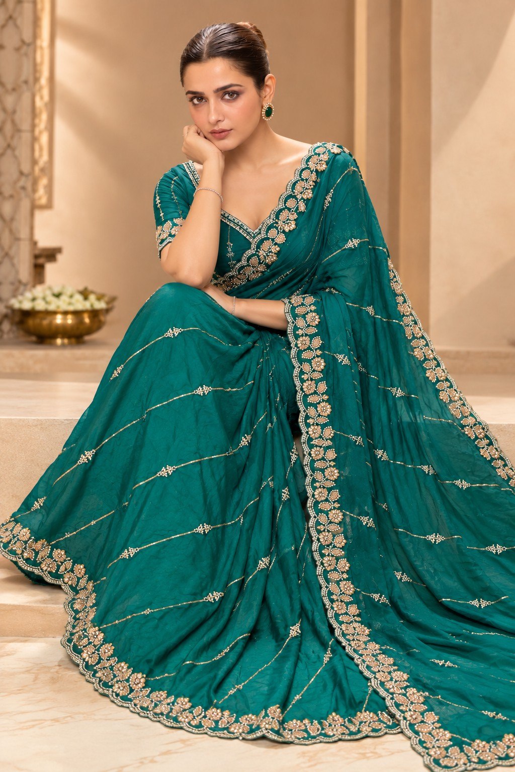 Designer Party Wear Fendy Satin Silk Saree