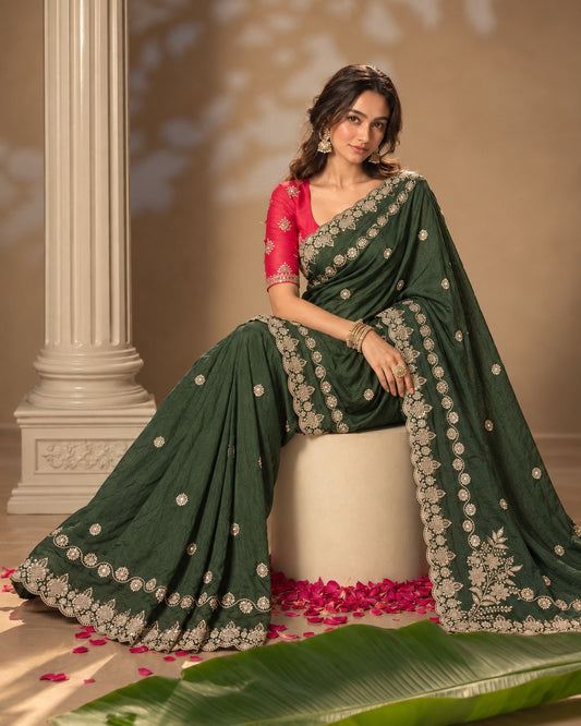 Party Wear Soft Pure chinon silk Saree