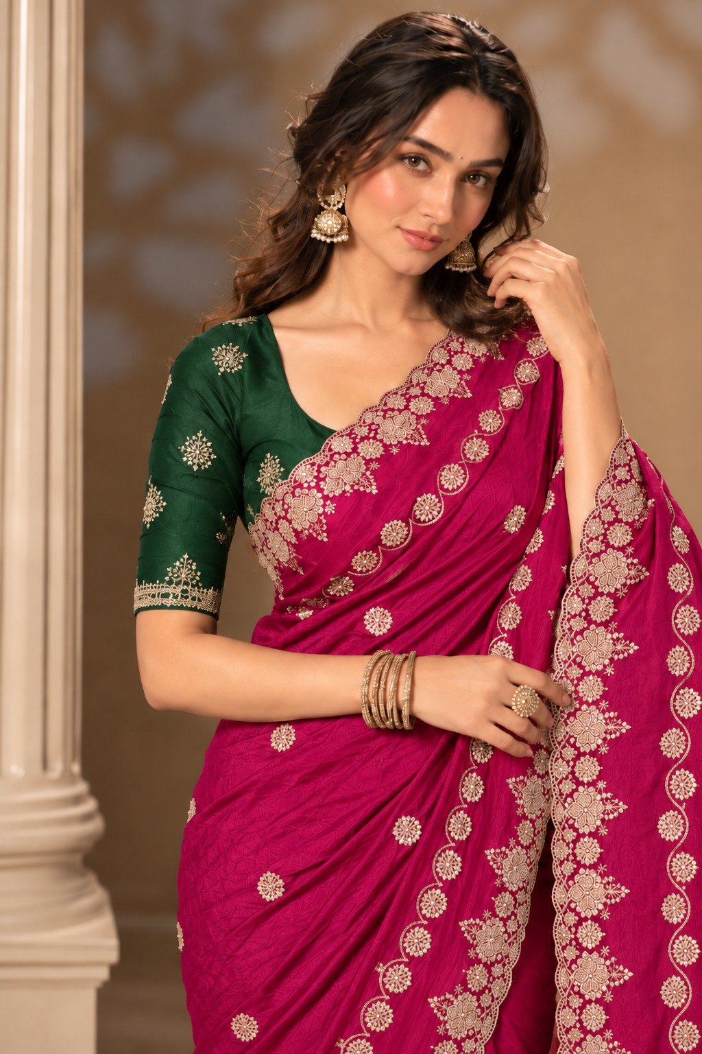 Party Wear Soft Pure chinon silk Saree