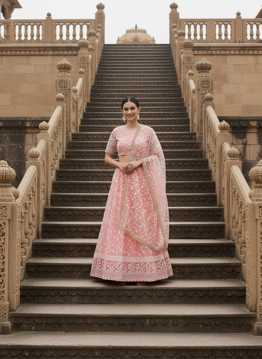 Net Multi Sequence embroidery Lehenga