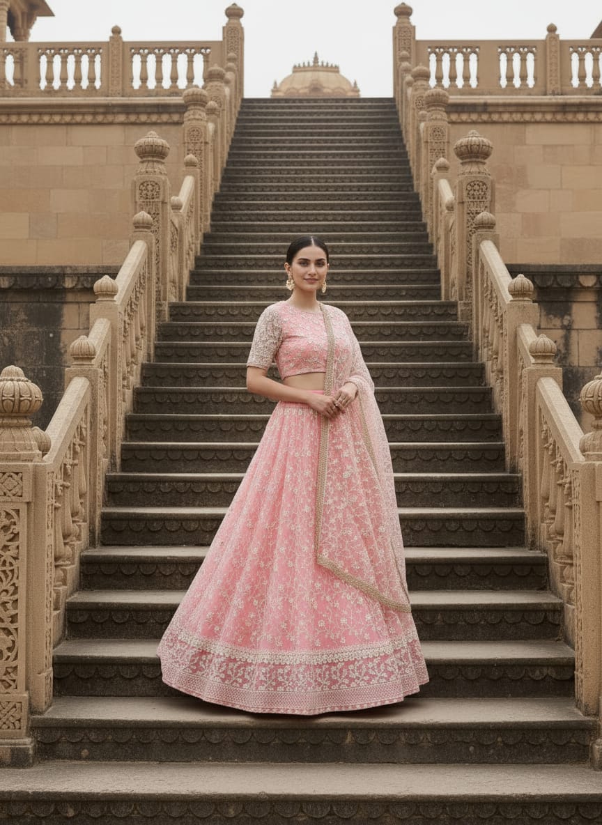 Net Multi Sequence embroidery Lehenga