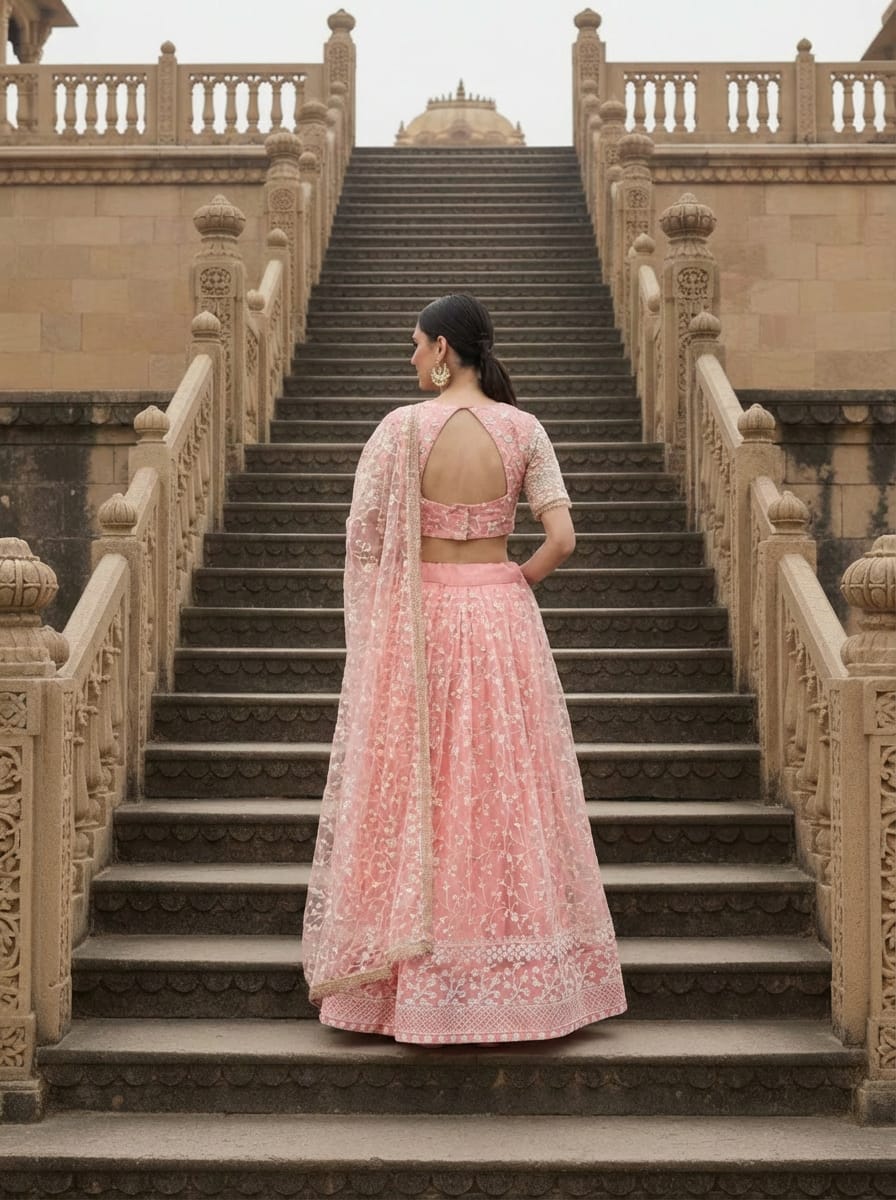 Net Multi Sequence embroidery Lehenga