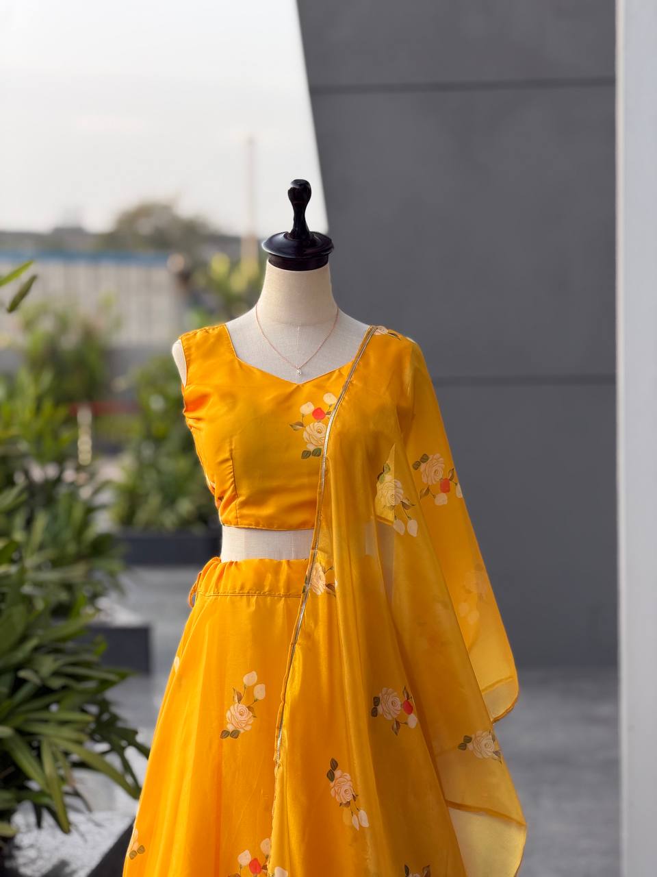 Pure Gmy organza silk digital printed lehnga