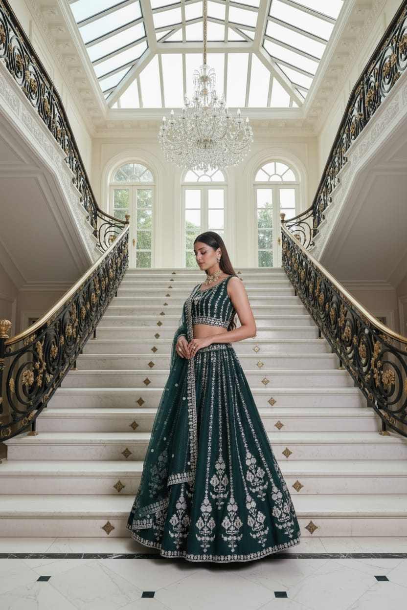 Georgette Zari Sequence & Embroidery Lehenga
