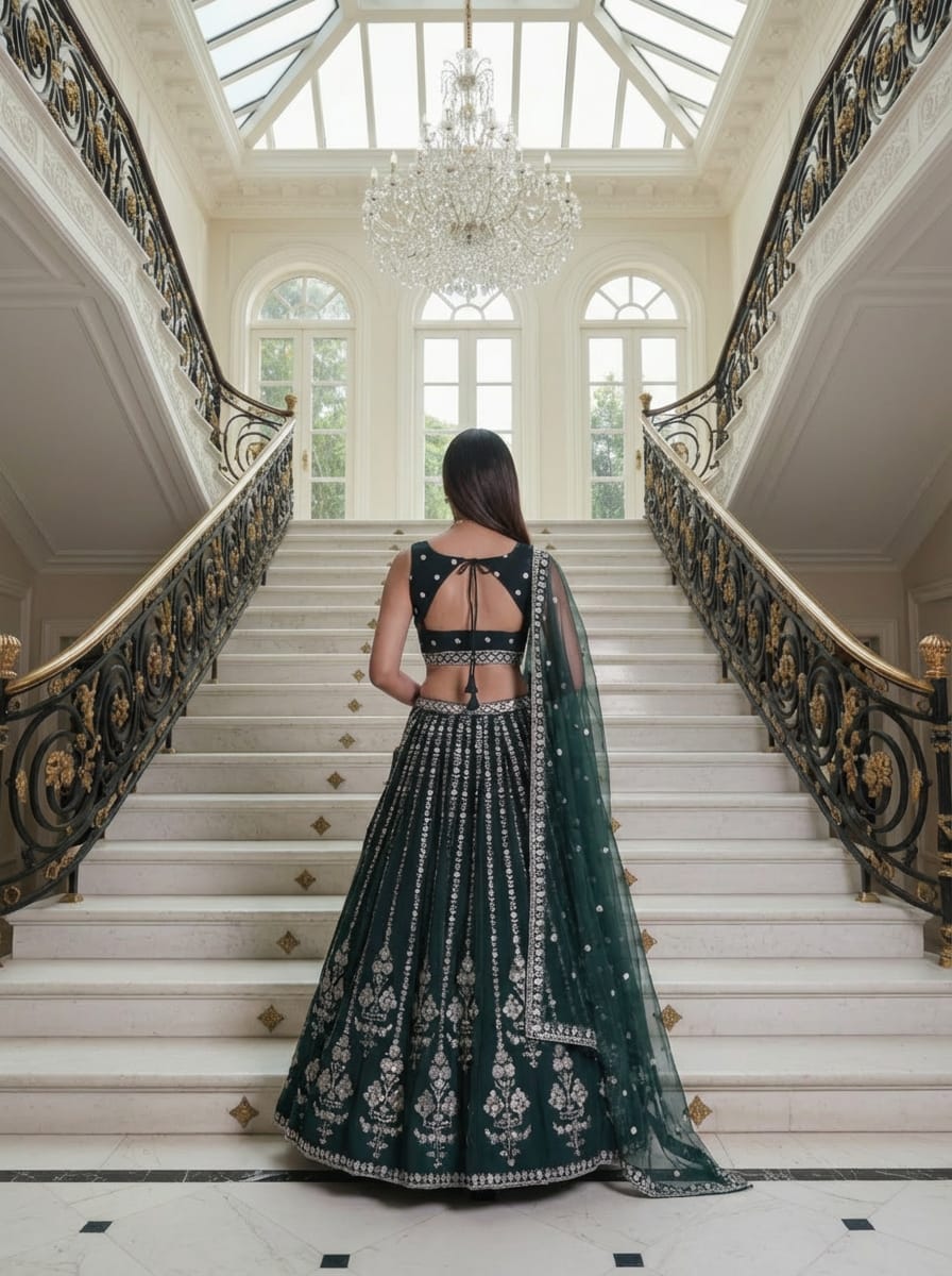 Georgette Zari Sequence & Embroidery Lehenga