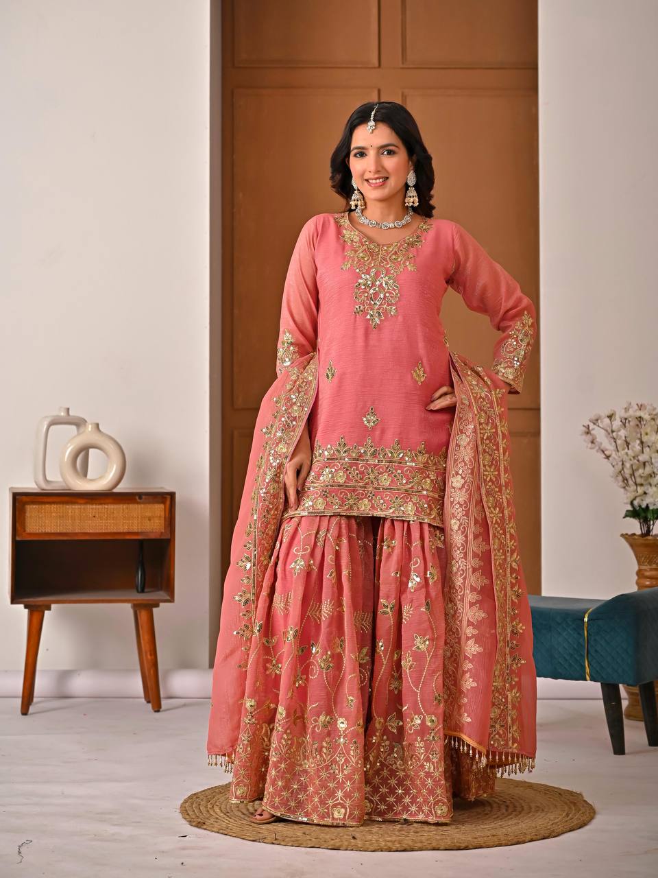 Launching New Designer Party Wear Look Top Sharara Plazzo and Dupatta