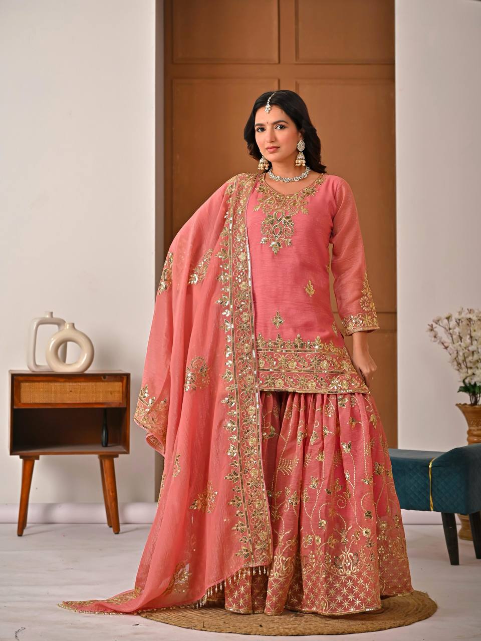 Launching New Designer Party Wear Look Top Sharara Plazzo and Dupatta