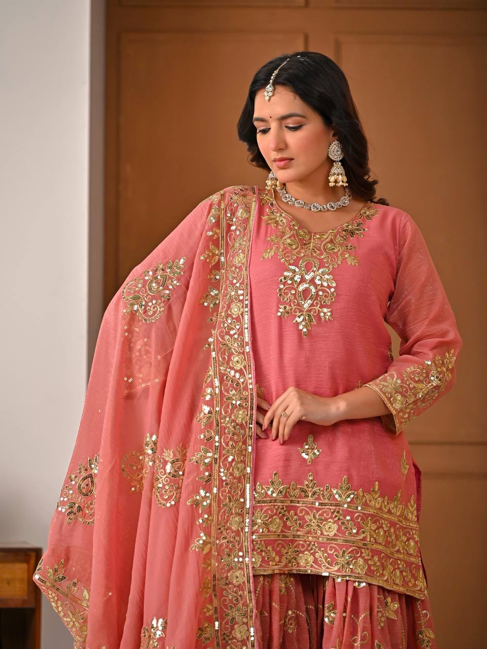 Launching New Designer Party Wear Look Top Sharara Plazzo and Dupatta