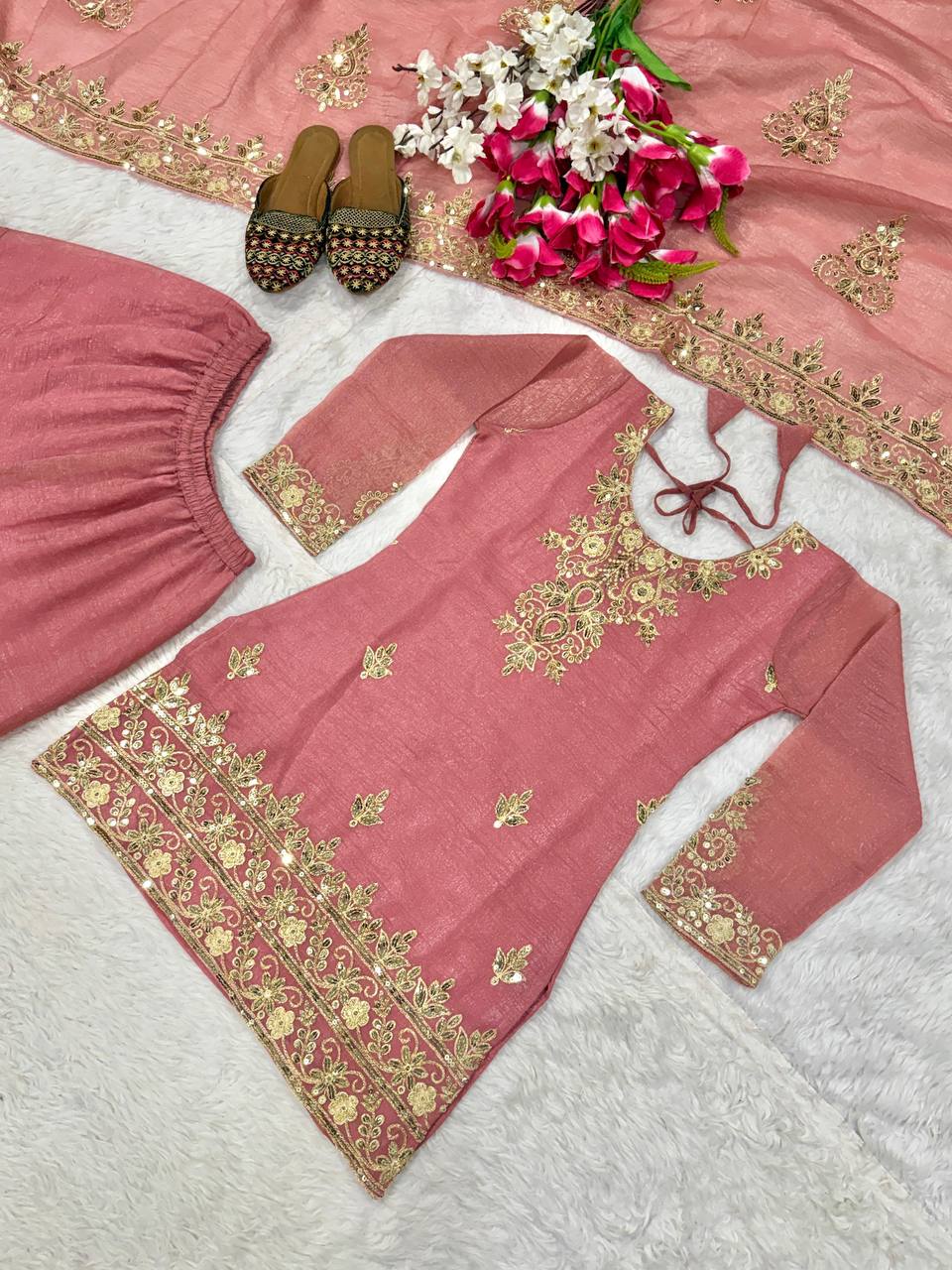 Launching New Designer Party Wear Look Top Sharara Plazzo and Dupatta
