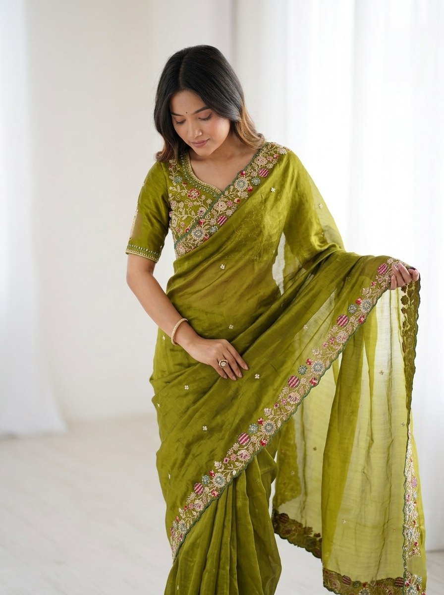 Party Wear Soft  Fendy Satin silk Saree