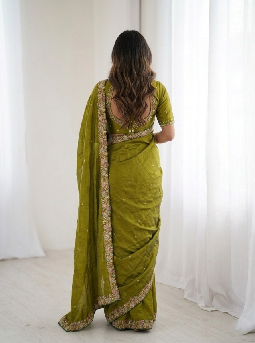 Party Wear Soft  Fendy Satin silk Saree