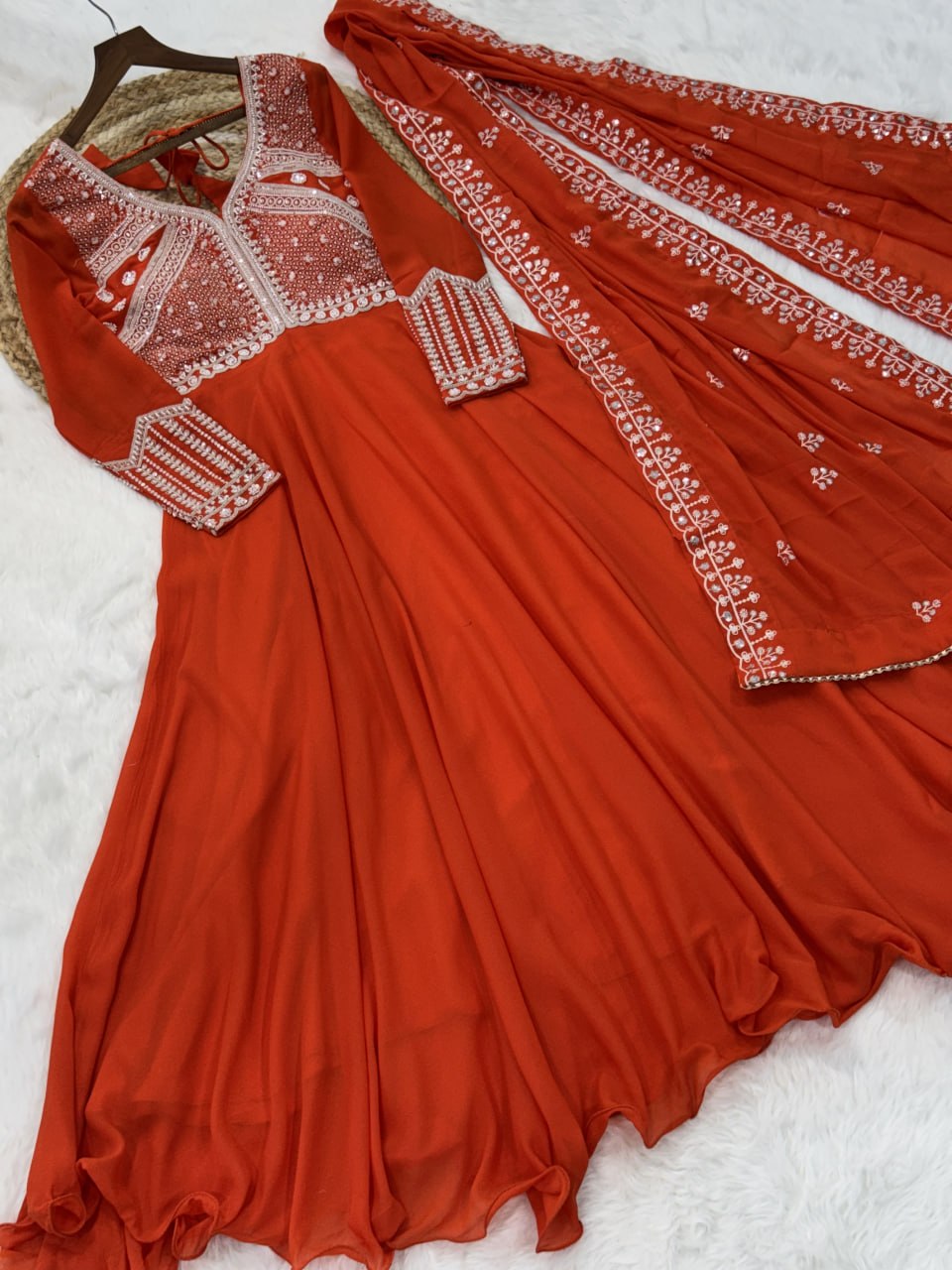 Star Georgette With Rich Sequins Coding & Beads Embroidered work Gown