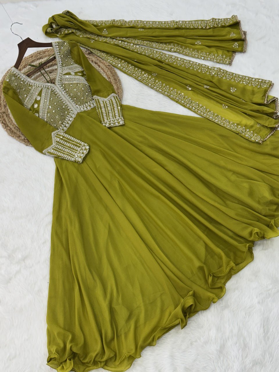 Star Georgette With Rich Sequins Coding & Beads Embroidered work Gown