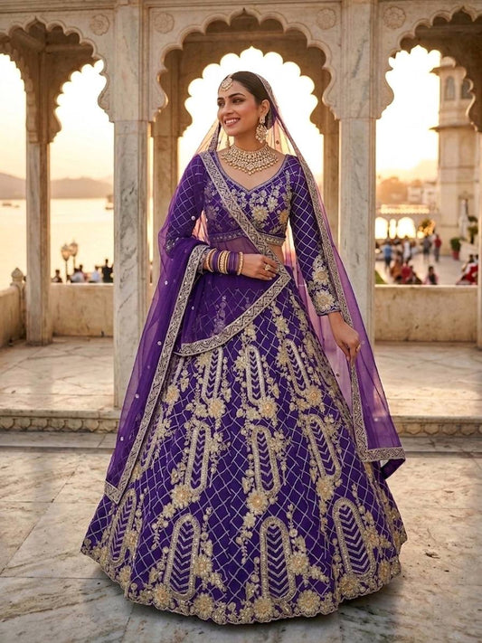 Launching 4 meter flared Premium Quality Soft Net Lehenga