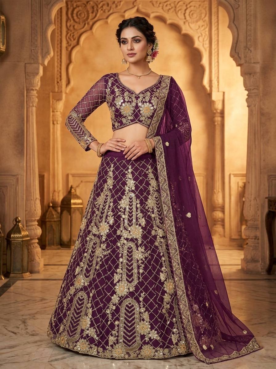 Launching 4 meter flared Premium Quality Soft Net Lehenga