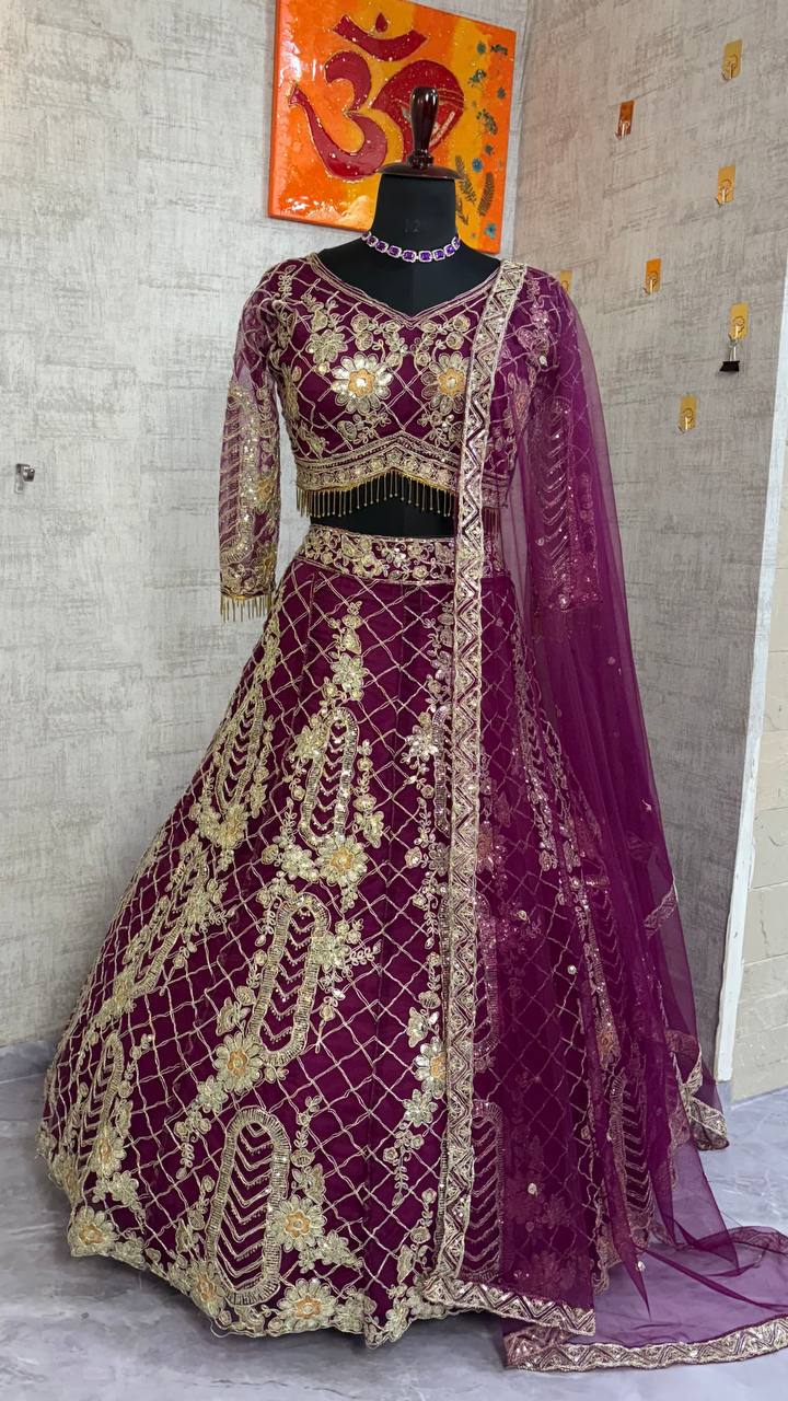Launching 4 meter flared Premium Quality Soft Net Lehenga