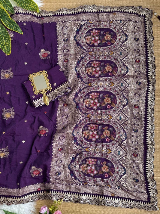 Very soft nd elegant rich look dola silk fabrics saree