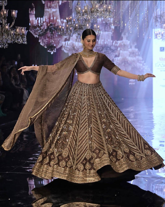 Thai silk lehenga with thread sequins & dori work Choli