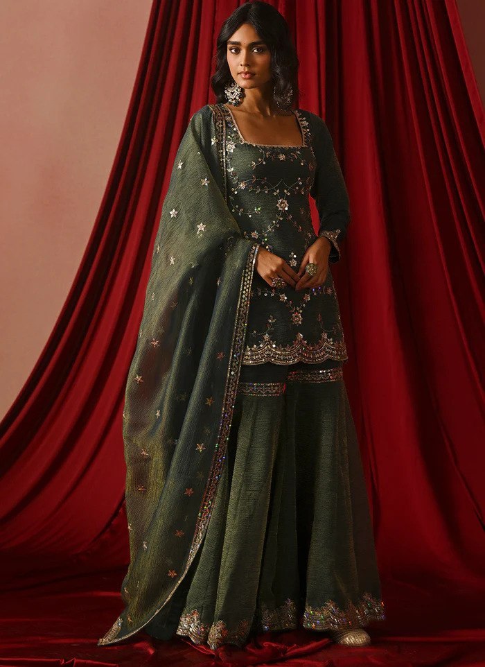 Silk Zari Sequence & Embroidery Work