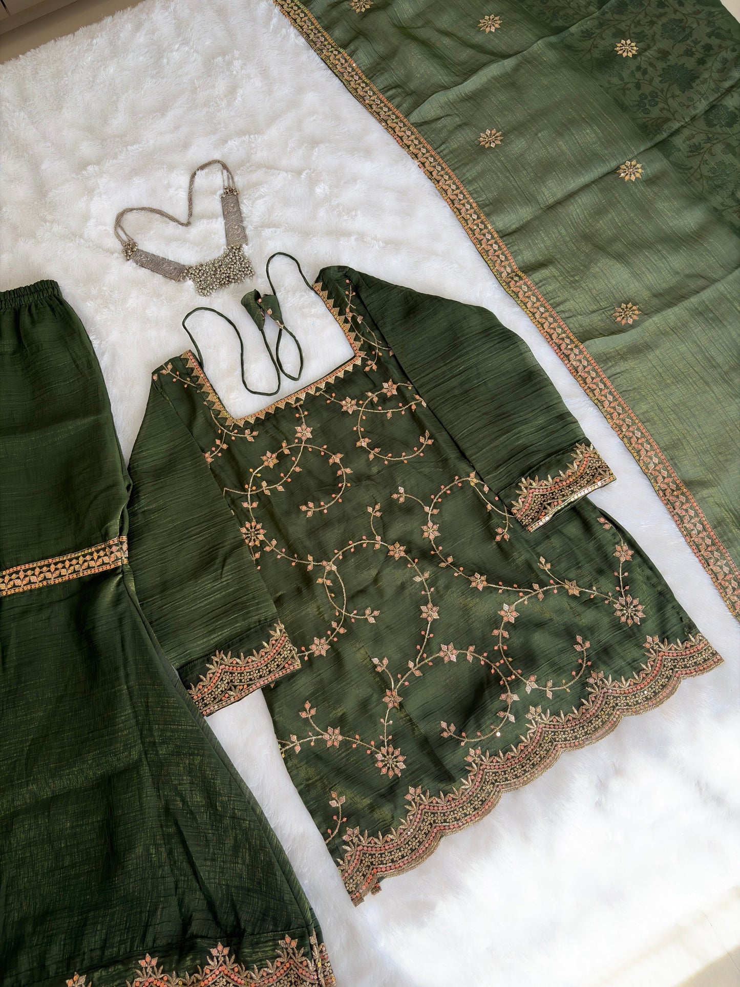 Silk Zari Sequence & Embroidery Work