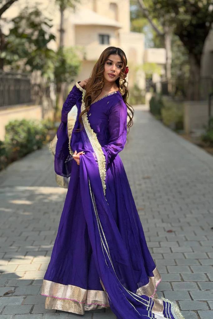 Premium Anarkali Purple Suit Set [3 PIS]