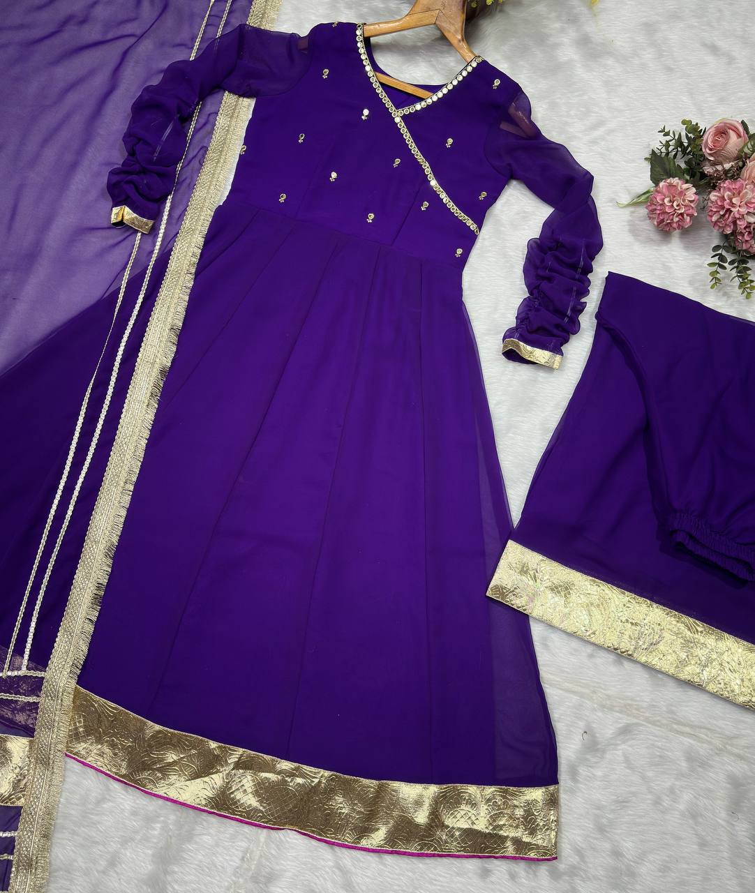 Premium Anarkali Purple Suit Set [3 PIS]