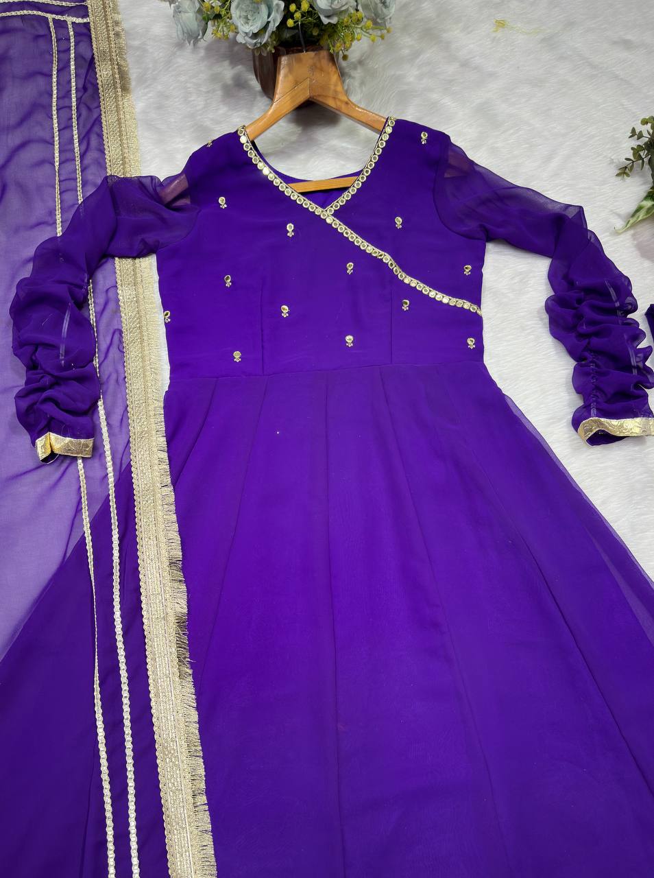 Premium Anarkali Purple Suit Set [3 PIS]