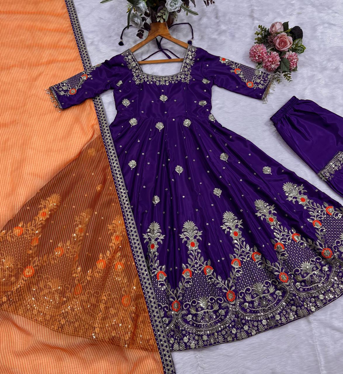 PREMIUM READYMADE LUXURY ANARKALI SUIT 3 PIS