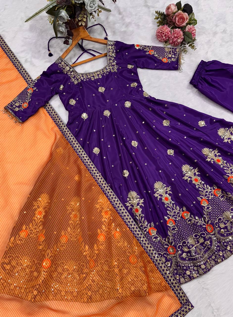 PREMIUM READYMADE LUXURY ANARKALI SUIT 3 PIS