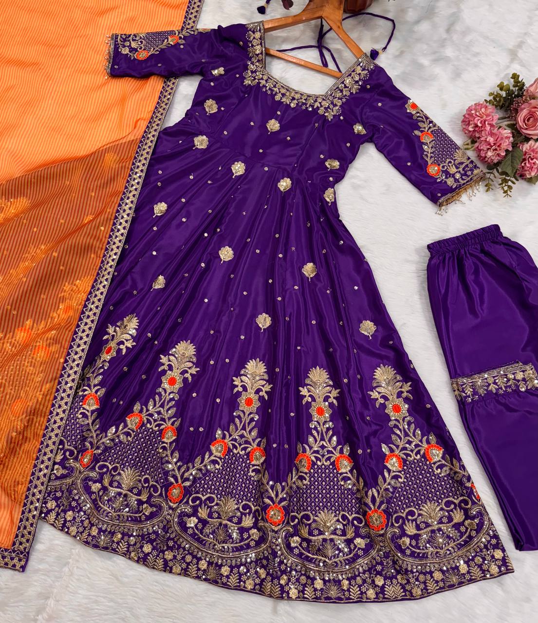 PREMIUM READYMADE LUXURY ANARKALI SUIT 3 PIS