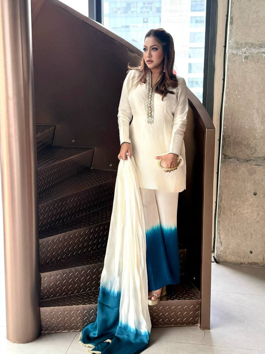 Launching New Đěsigner Party Wear Look Pur Roman Glass Top &Fancy Palazzo