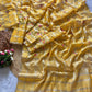 Superb Soft Tusser silk  fabric with zari chex fabric saree