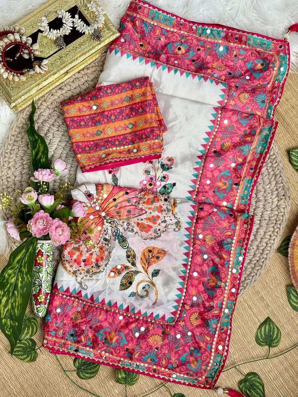 Very Soft and Elegant Rich look Soft Chinon Silk Digital Print Saree