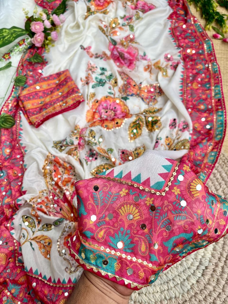 Very Soft and Elegant Rich look Soft Chinon Silk Digital Print Saree