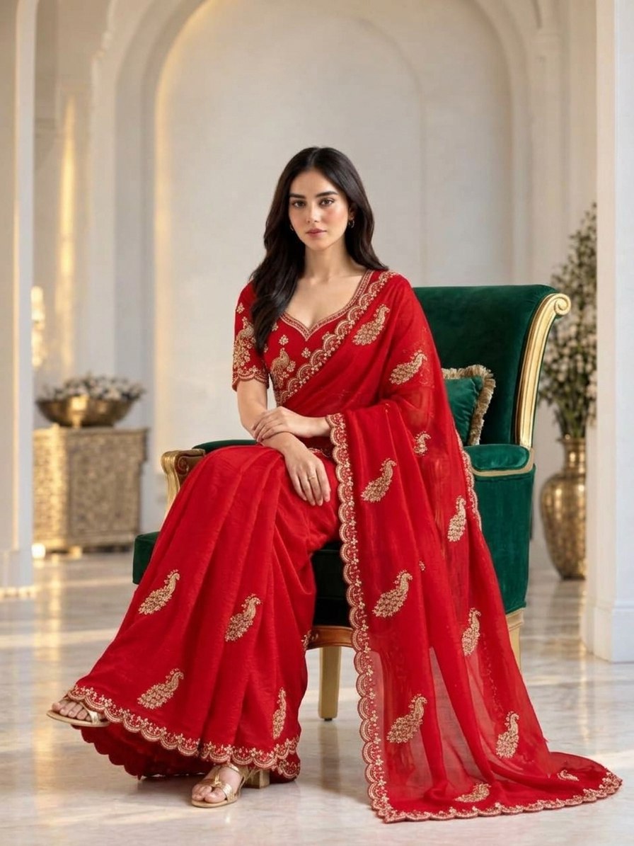 Designer Party Wear Fendy Satin Silk Saree