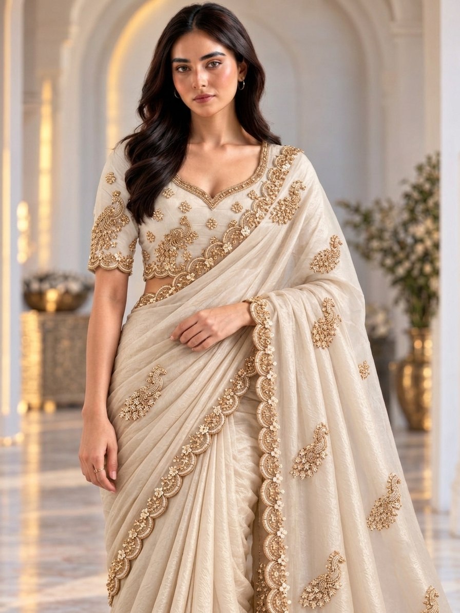 Designer Party Wear Fendy Satin Silk Saree
