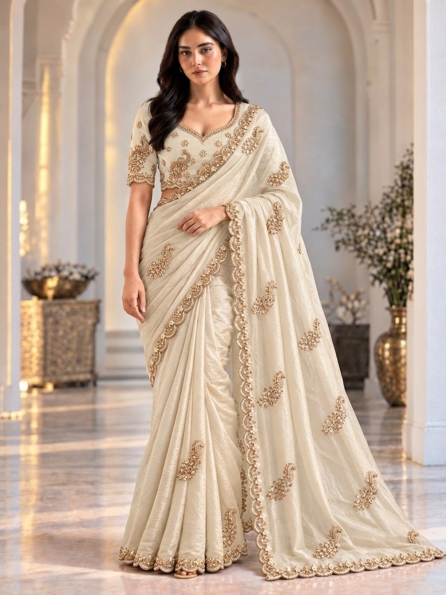 Designer Party Wear Fendy Satin Silk Saree