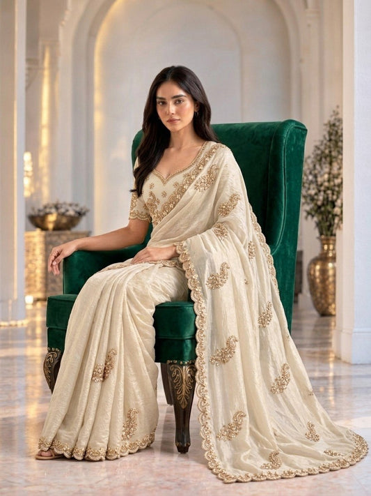 Designer Party Wear Fendy Satin Silk Saree