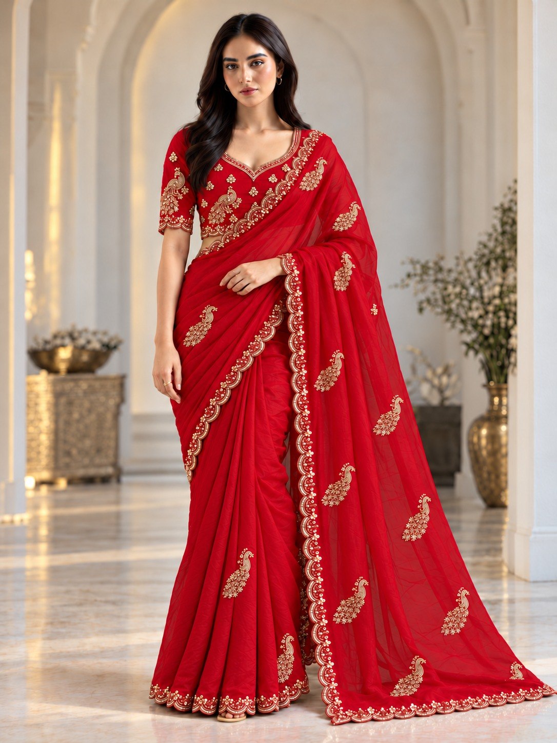 Designer Party Wear Fendy Satin Silk Saree