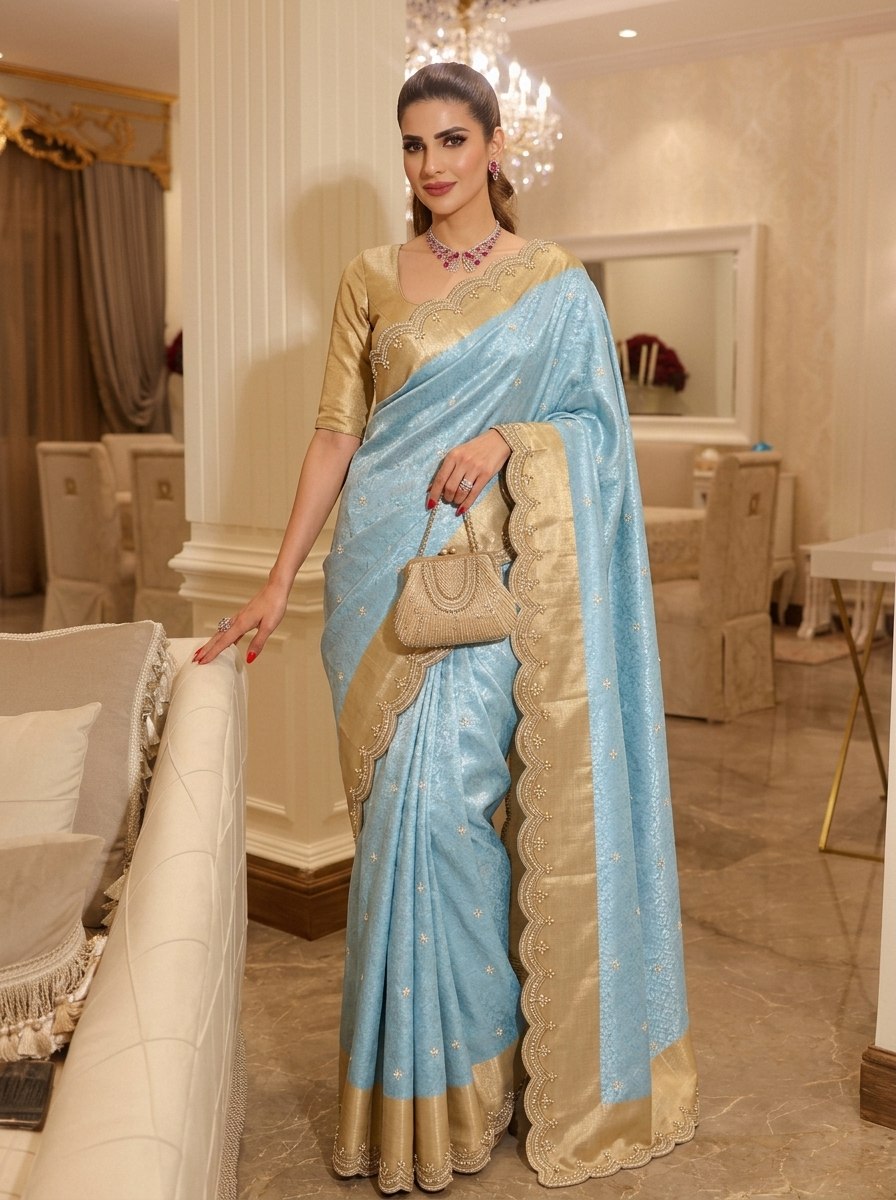 Wedding Wear Pure Kanjivarm Silk Beads Work Saree