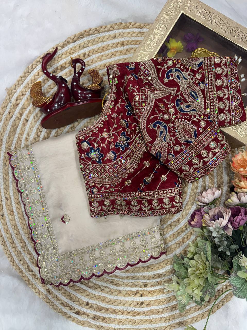 Soft Rangoli silk Beautiful Sequence embroidery work saree