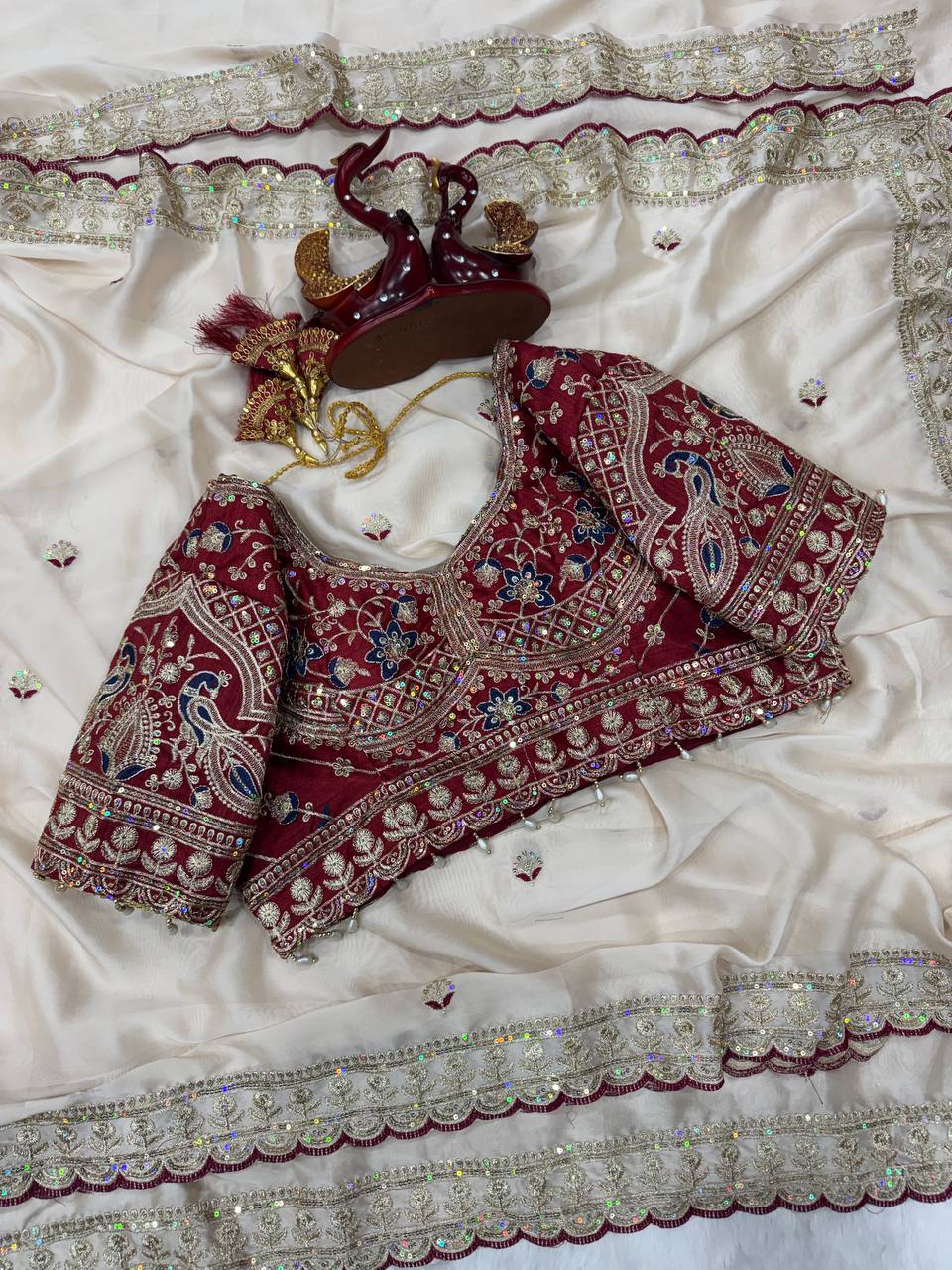 Soft Rangoli silk Beautiful Sequence embroidery work saree