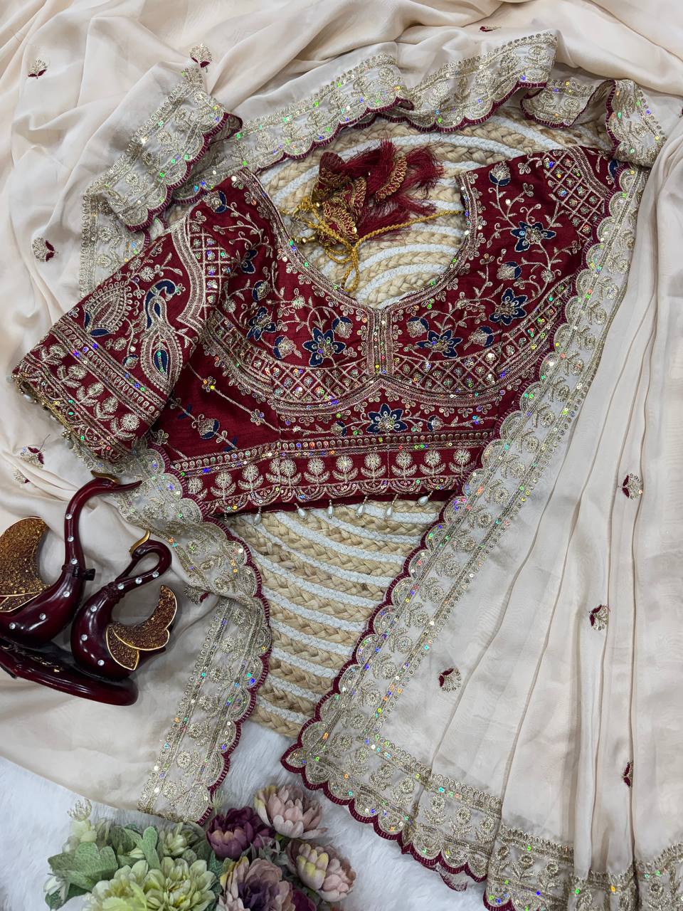 Soft Rangoli silk Beautiful Sequence embroidery work saree