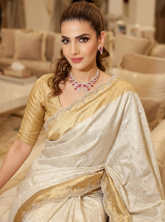 Wedding Wear Pure Kanjivarm Silk Beads Work Saree