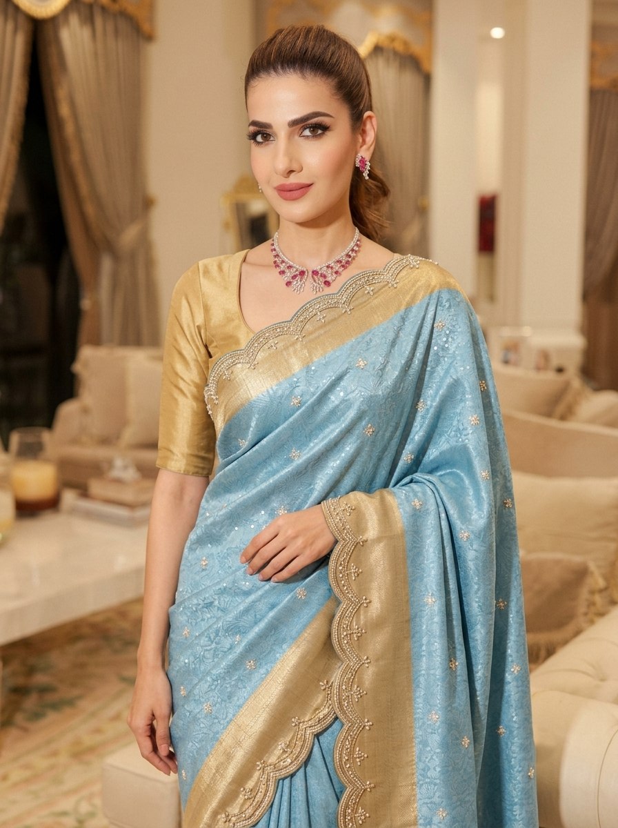 Wedding Wear Pure Kanjivarm Silk Beads Work Saree