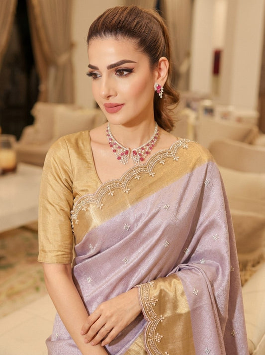 Wedding Wear Pure Kanjivarm Silk Beads Work Saree