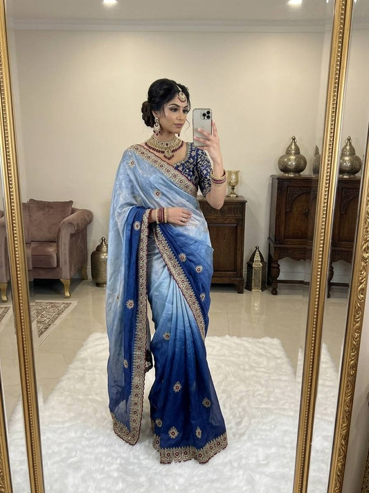 Premium two tone Space Silk Saree