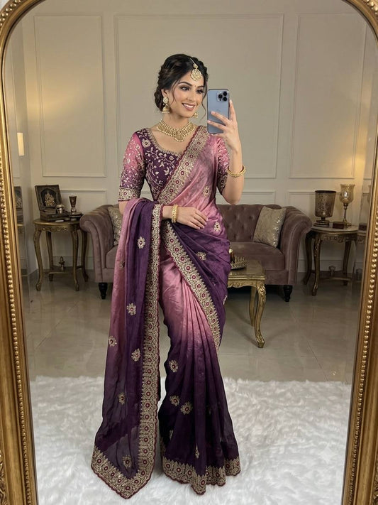 Premium two tone Space Silk Saree