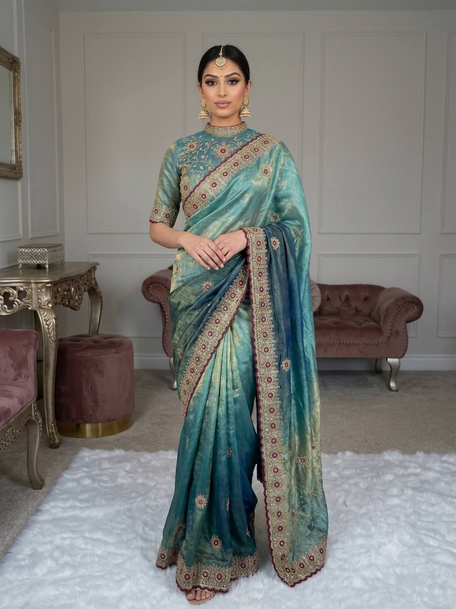 Premium two tone Space Silk Saree