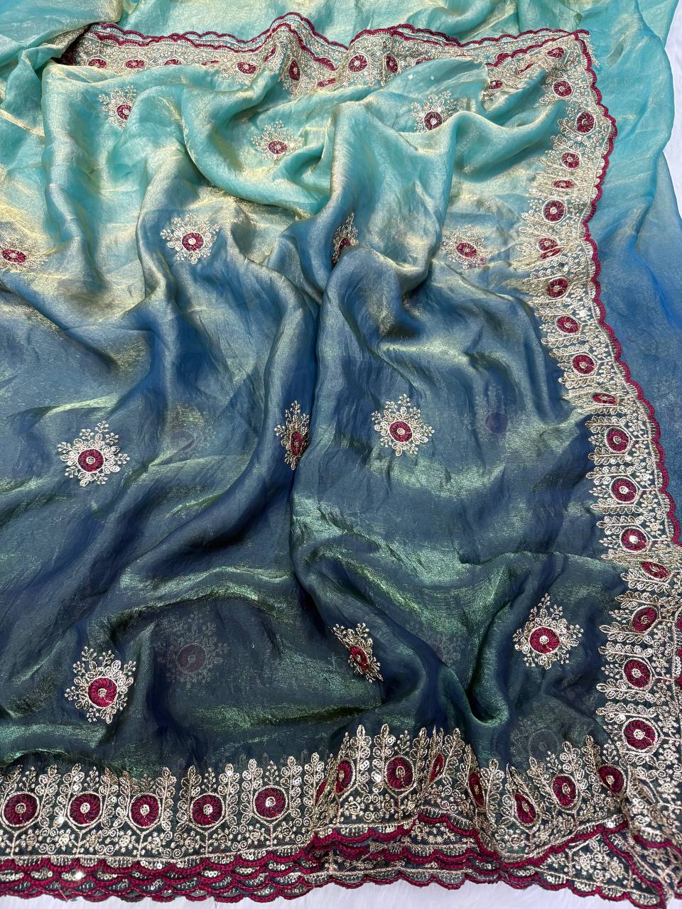 Premium two tone Space Silk Saree